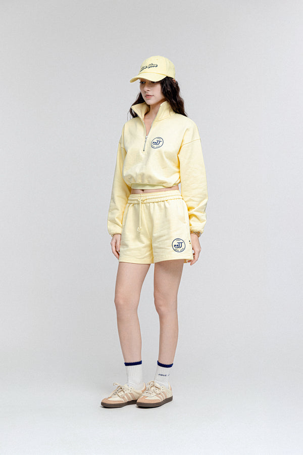 Cotton longsleeves hoodie (Yellow)